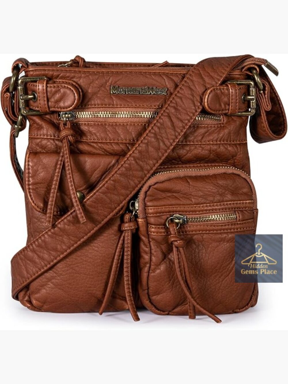 Ultra Soft Vegan Leather Crossbody Bag Multi Pocket Shoulder Purse